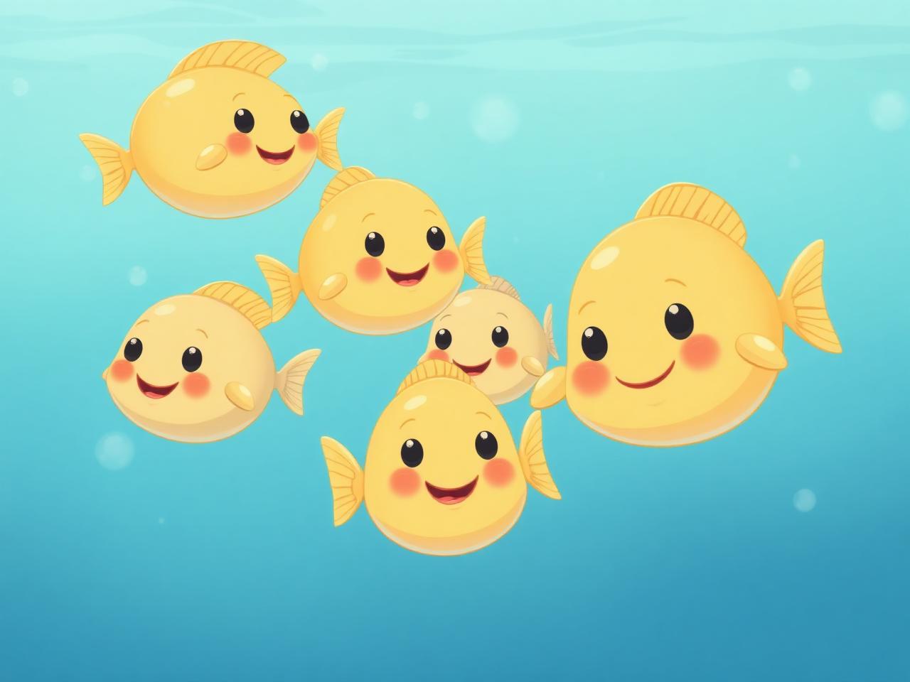 A school of tiny Bloba fish swimming together
